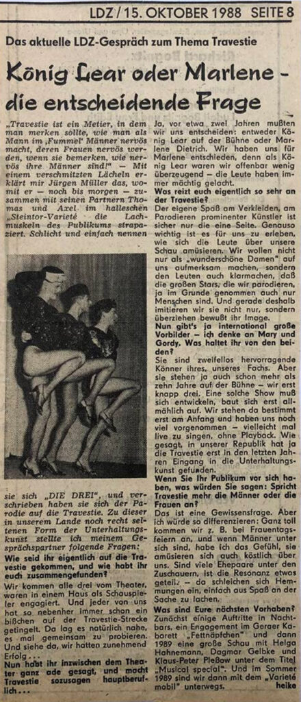 Zeitungsartikel mit Bild und Interview